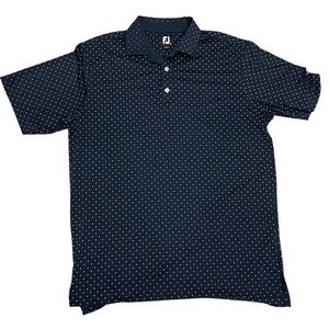 FootJoy FJ Navy Blue All Over Print Golf Performance Polo Size Large The Legacy